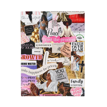 Inspirational Collage Velveteen Plush Blanket — "Trust the Process" Motivational Throw