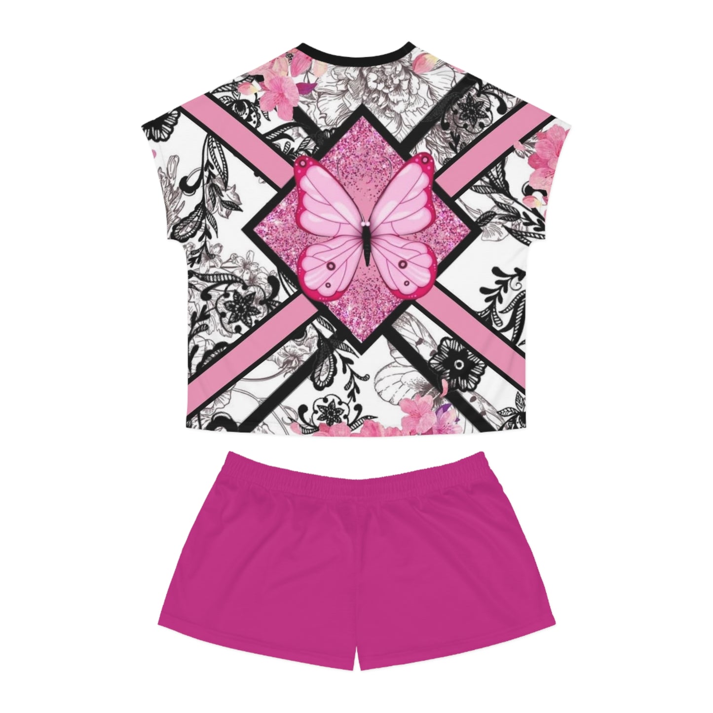 Floral Butterfly Women's Short Pajama Set for Cozy Nights