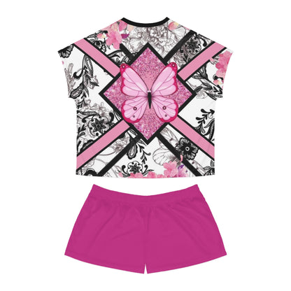 Floral Butterfly Women's Short Pajama Set for Cozy Nights