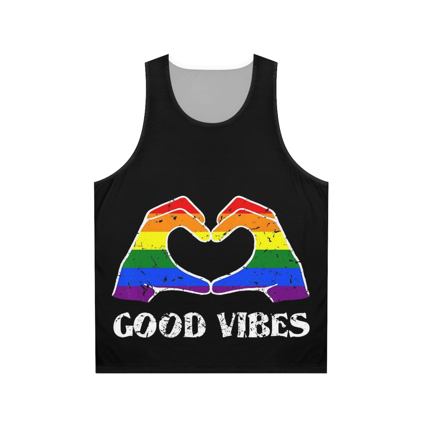 Good Vibes Rainbow Heart Unisex Tank Top