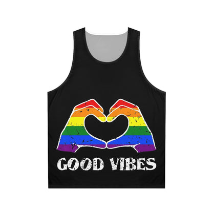 Good Vibes Rainbow Heart Unisex Tank Top