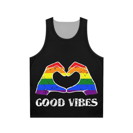 Good Vibes Rainbow Heart Unisex Tank Top