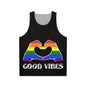 Good Vibes Rainbow Heart Unisex Tank Top