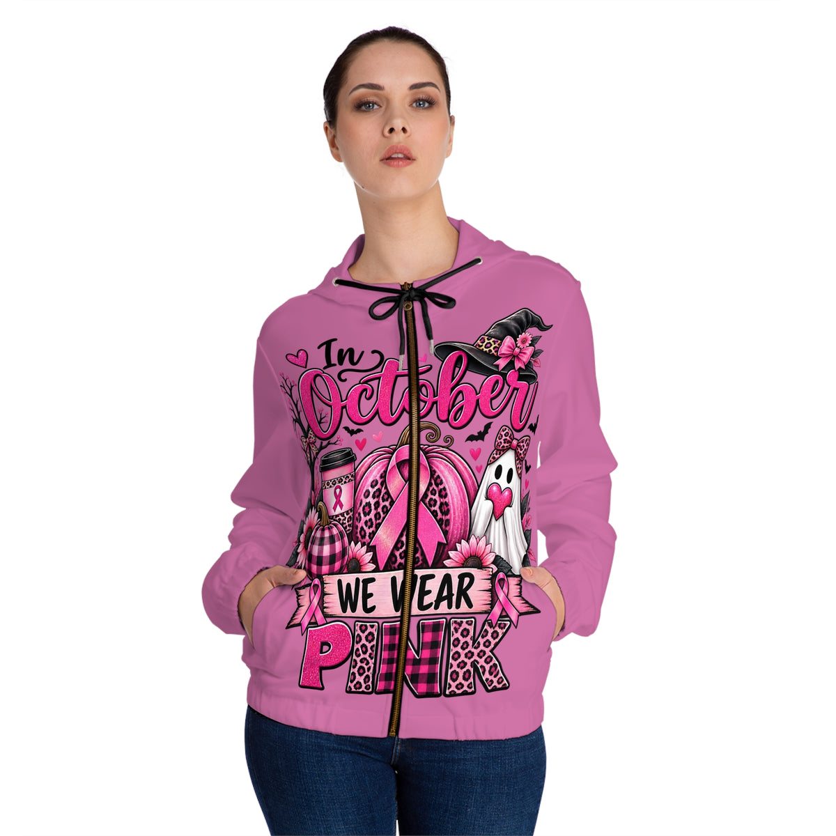 October We Wear Pink Full-Zip Hoodie