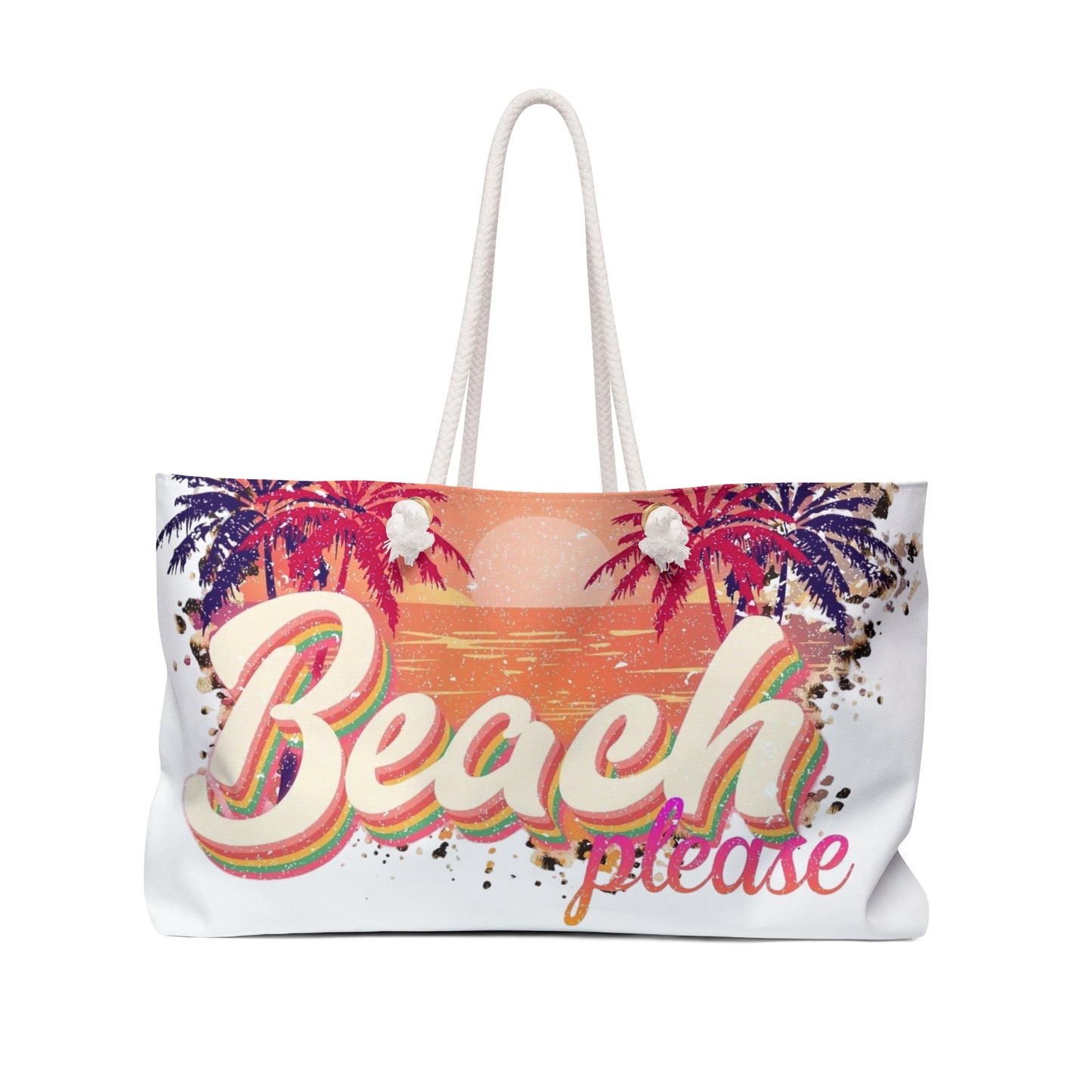 Beach Please Vacay Tote Bag - Colorful Summer Tote with Palm Trees