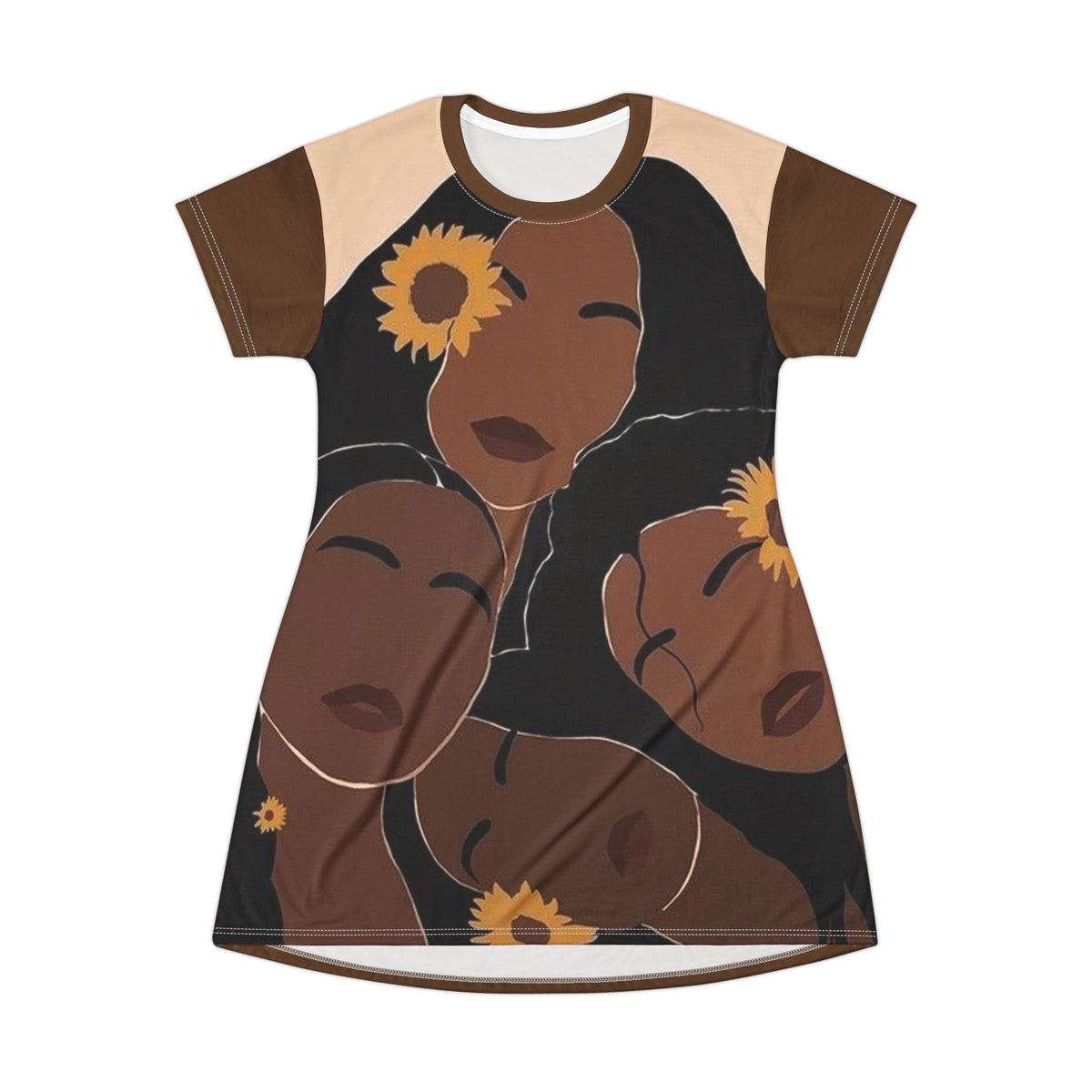 Braunhäutiges bedrucktes T-Shirt-Kleid für Mädchen 