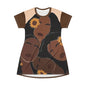 Braunhäutiges bedrucktes T-Shirt-Kleid für Mädchen 