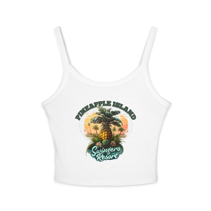 Pineapple Island Women’s Spaghetti Strap Tank Top - Tropical Resort Vibe