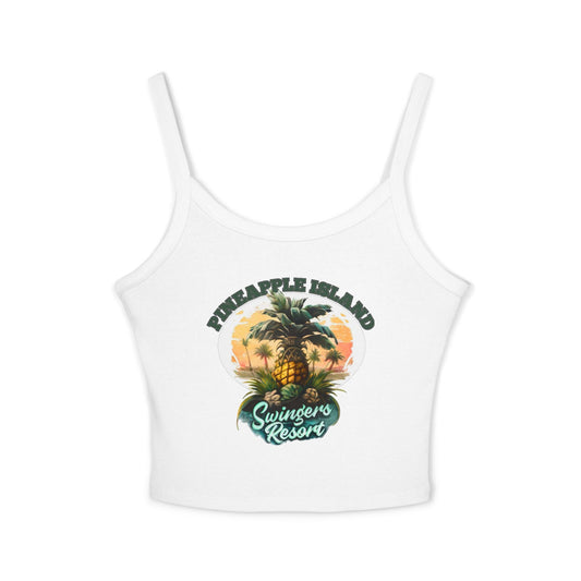 Pineapple Island Women’s Spaghetti Strap Tank Top - Tropical Resort Vibe