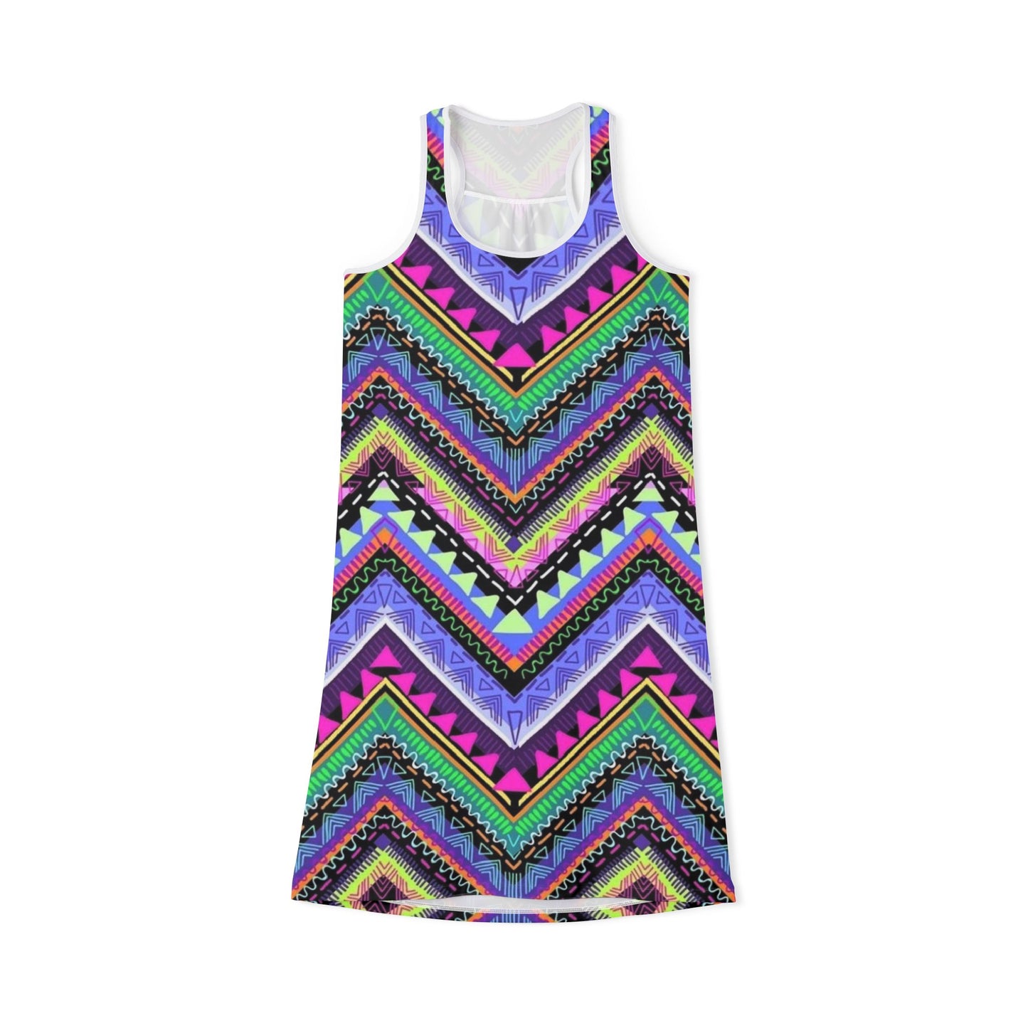 Vibrant Zigzag Print Women's Racerback Dress - Perfect for Summer Parties & Festivals