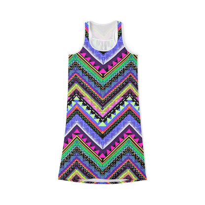 Vibrant Zigzag Print Women's Racerback Dress - Perfect for Summer Parties & Festivals