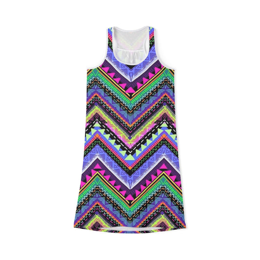 Vibrant Zigzag Print Women's Racerback Dress - Perfect for Summer Parties & Festivals