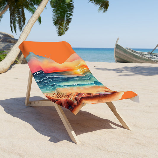 Heart Wide Ocean Heavyweight Xl Beach Towel- Orange