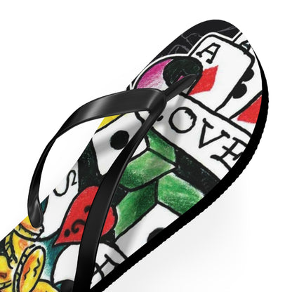 Love is a Gamble Flip Flops – Fun Summer Footwear with Playing Card Design