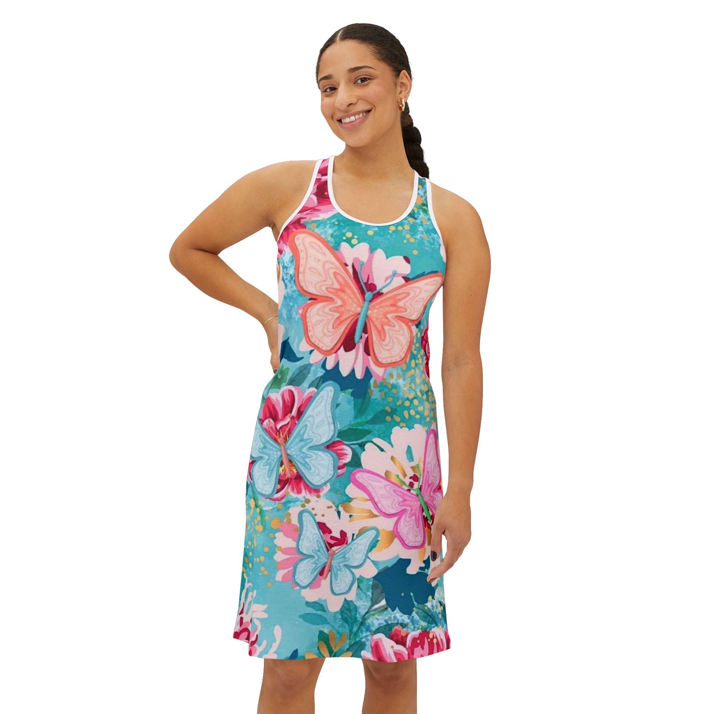 Floral Butterfly Racerback Dress for Women - Perfect for Summer Celebrations