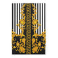 Baroque Gold Scroll Area Rug — Black & White Striped Medallion Accent Rug
