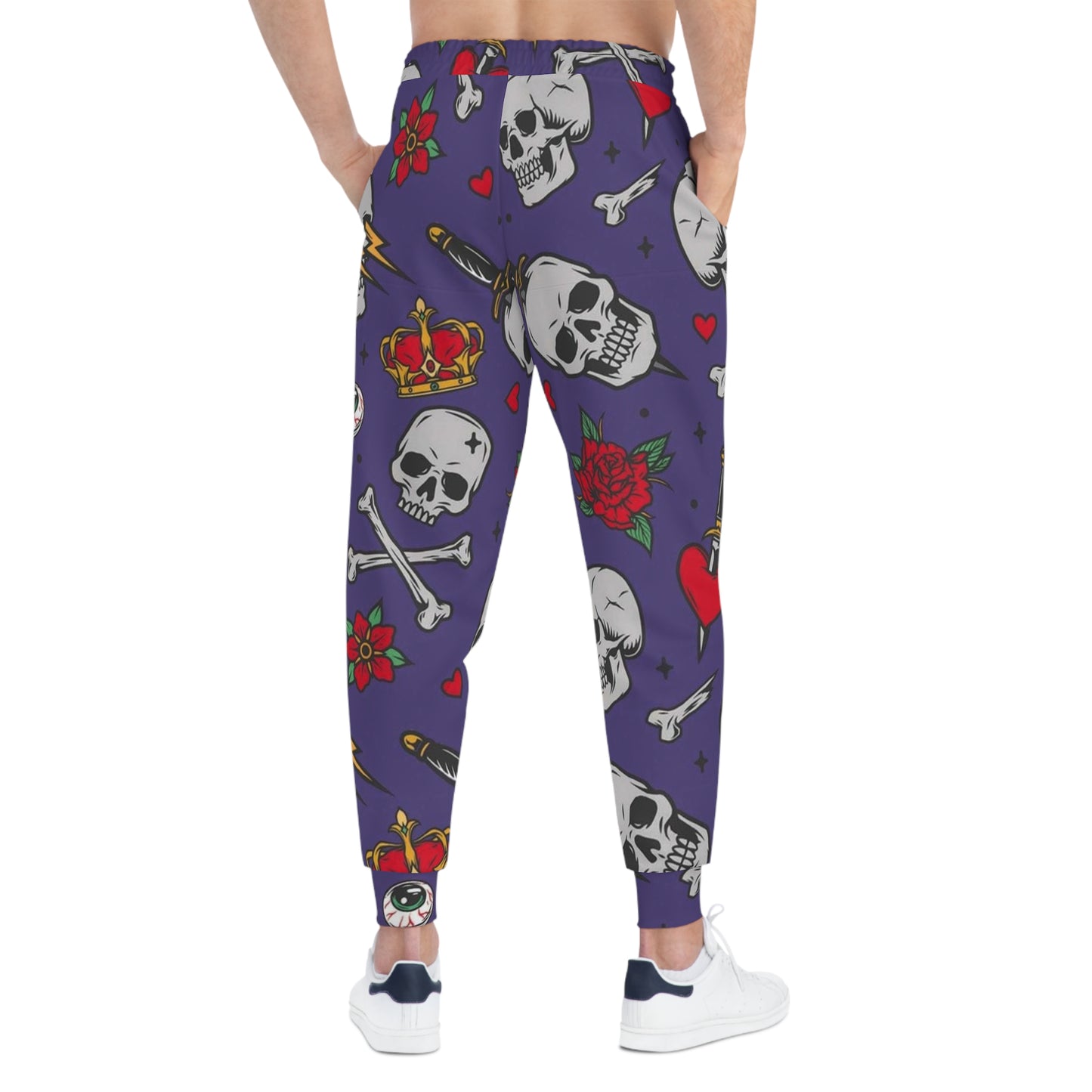 Skull & Rose Joggers — Gothic All-Over Print Athletic Pants