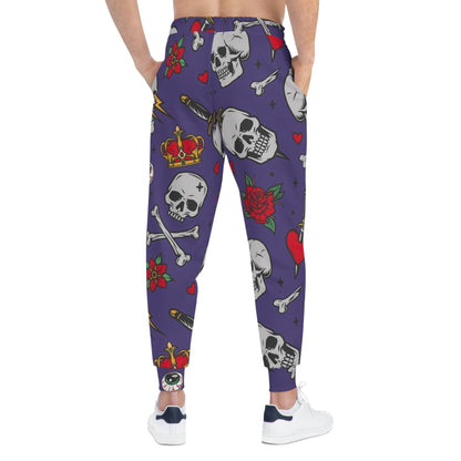 Skull & Rose Joggers — Gothic All-Over Print Athletic Pants
