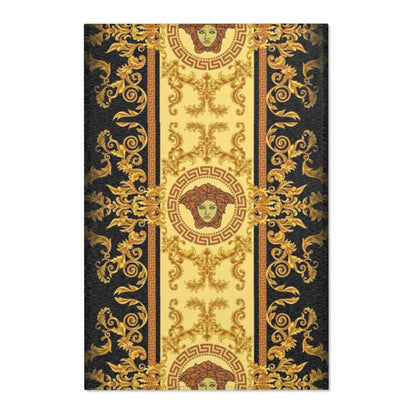 Baroque Medusa Area Rug — Ornate Gold & Black Decorative Floor Runner