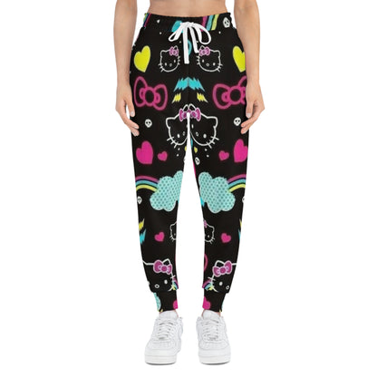 Playful Hello Kitty Joggers, Comfortable Lounge Pants, Cute Joggers for Kids and Adults, Gift for Cat Lovers, Cozy Athleisure Wear