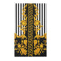 Baroque Gold Scroll Area Rug — Black & White Striped Medallion Accent Rug