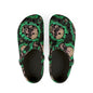 Skeleton Face Clogs — Green Camouflage EVA Foam Slip-Ons