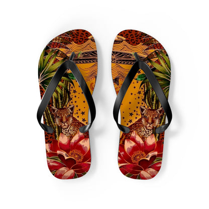 Tropical Leopard Flip Flops - Colorful Summer Footwear