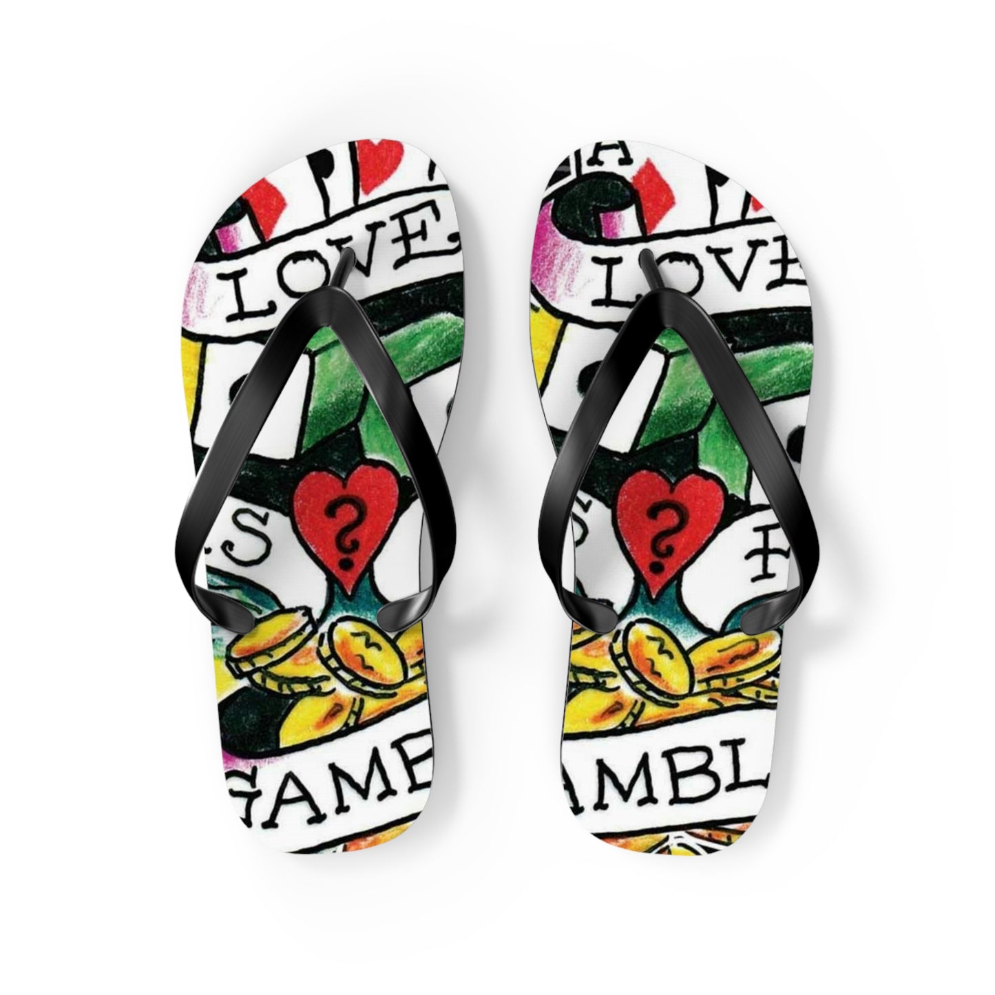 Love is a Gamble Flip Flops – Fun Summer Footwear with Playing Card Design