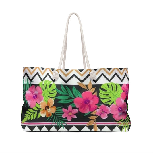 Tropical Floral Hawaiian Themed Vacay Tote Bag - Perfect for Beach Days and Getaways