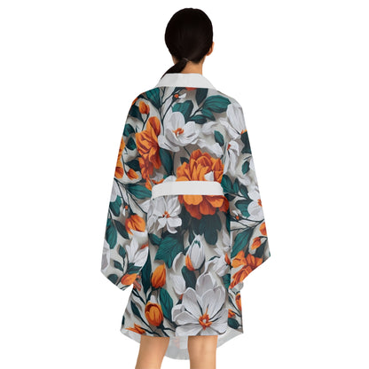 Langärmliger Kimono-Bademantel mit Blumenmuster – Elegante Loungewear für Entspannung und Stil
