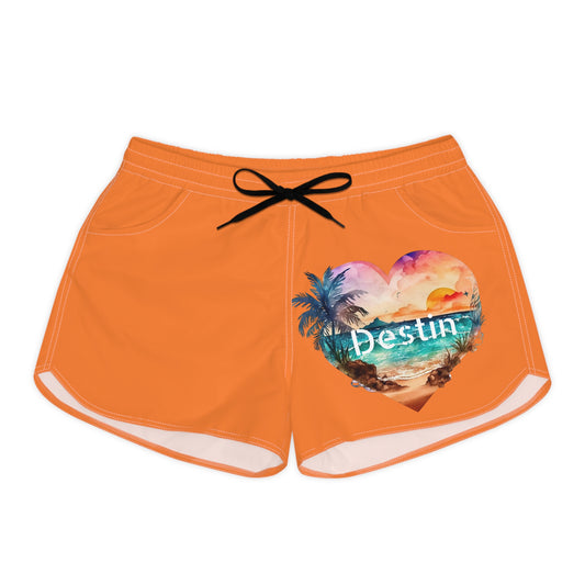 Women's Casual Beach Shorts-Destin/Orange