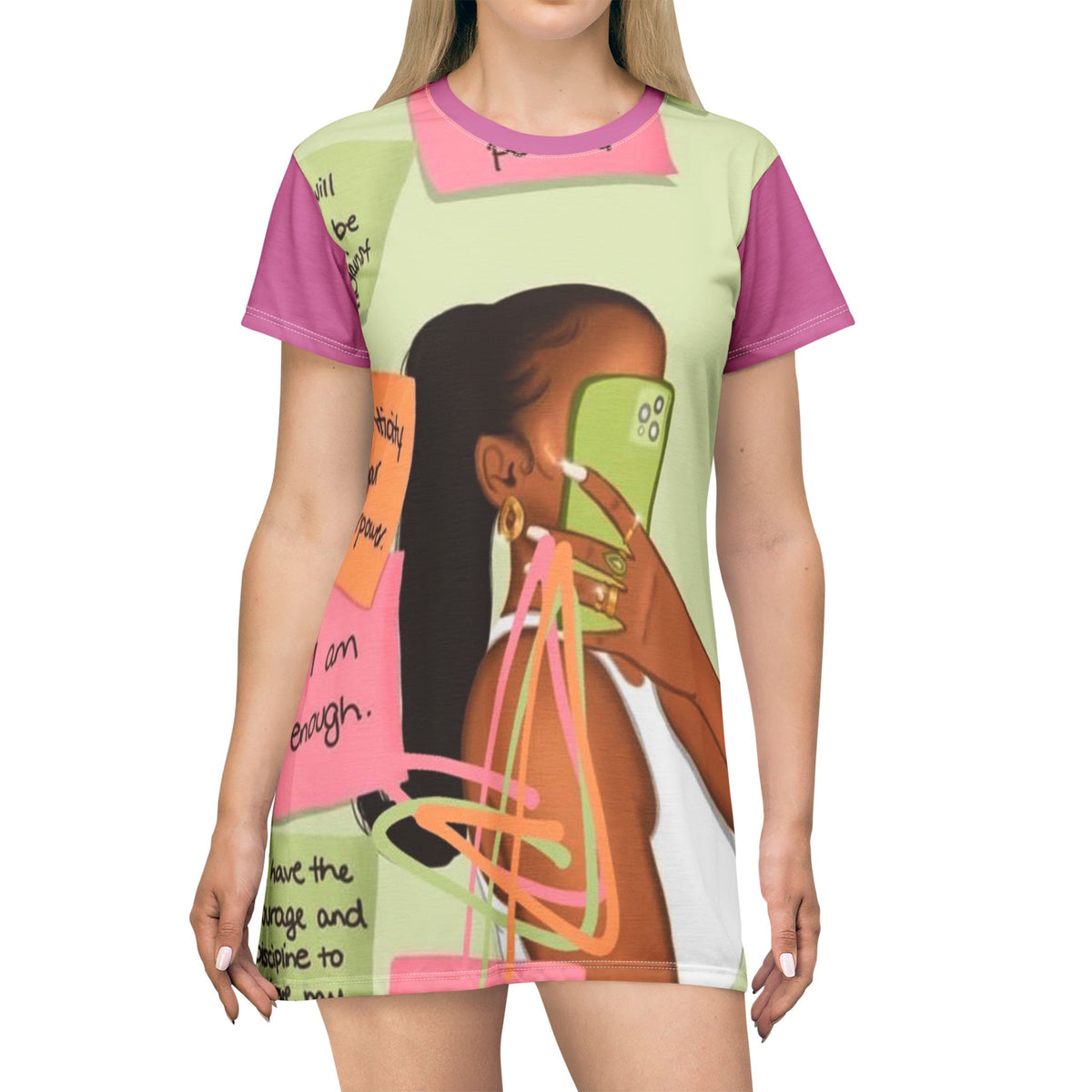 I Am Enough Inspirational Affirmations Printed Graphic T-Shirt Dress