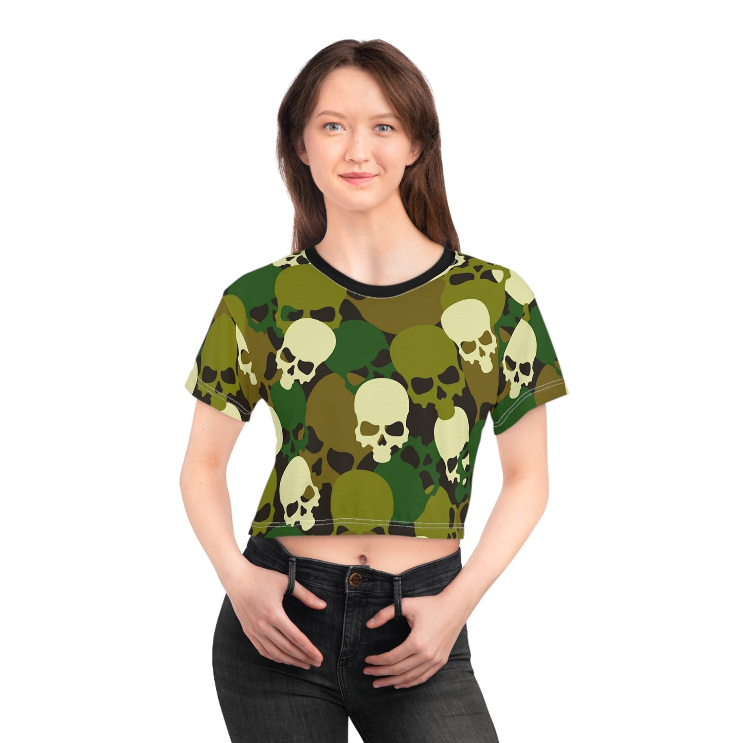 Edgy Skull Camouflage Crop Tee for Urban Style