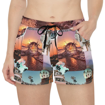 Women’s s Beach Vibe Casual Shorts - Tropical Sunset Design
