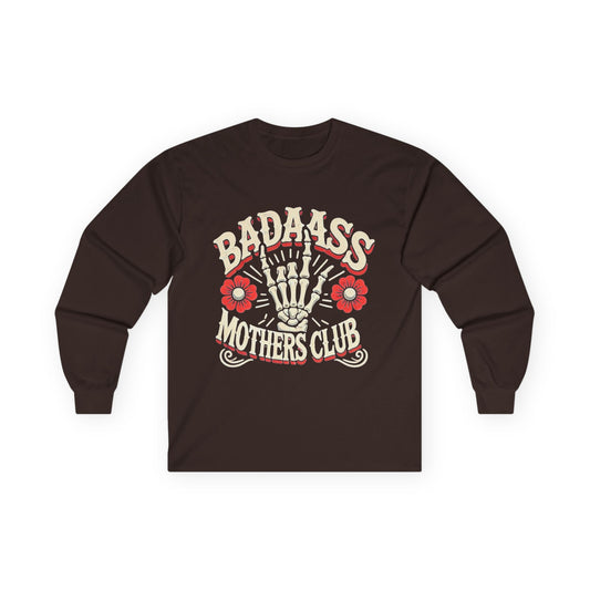 Long Sleeve Tee — Badass Mothers Club Skeleton Floral Graphic