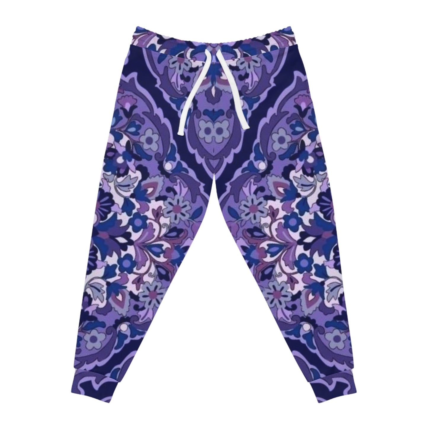 Purple Paisley Athletic Joggers — All-Over Print Casual Sweatpants