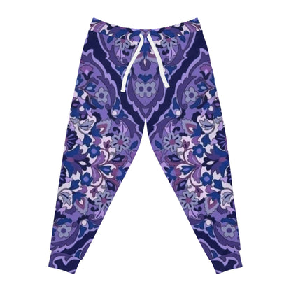 Purple Paisley Athletic Joggers — All-Over Print Casual Sweatpants