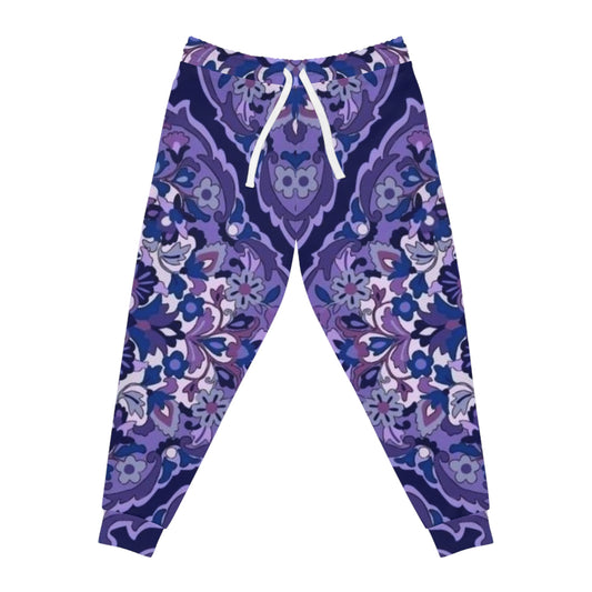 Purple Paisley Athletic Joggers — All-Over Print Casual Sweatpants