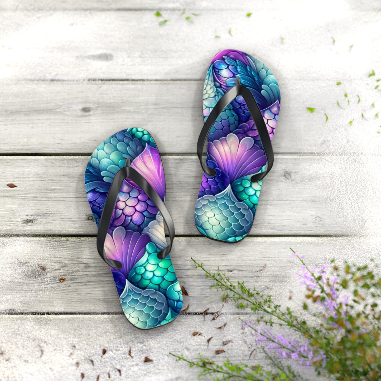 Vibrant Mermaid Scale Flip Flops for Summer Fun