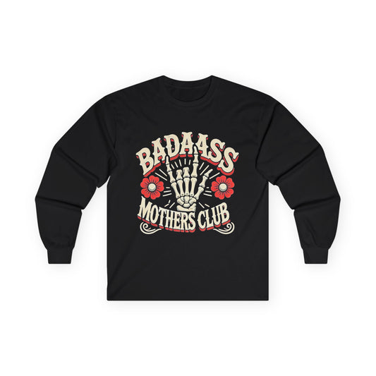 Long Sleeve Tee — Badass Mothers Club Skeleton Floral Graphic