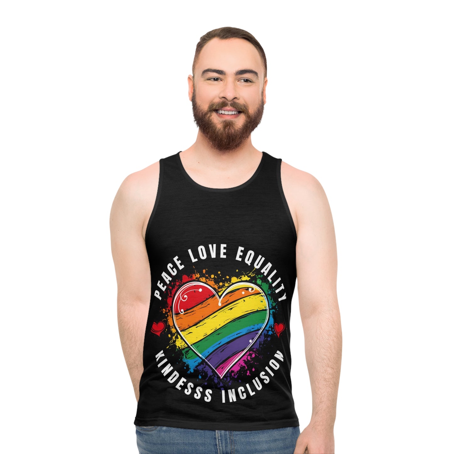 Rainbow Love Unisex Tank Top - Peace, Equality, Kindness & Inclusion