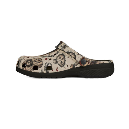Horror Doll EVA Clogs — "Wanna Play?" All-Over Print Comfort Shoes