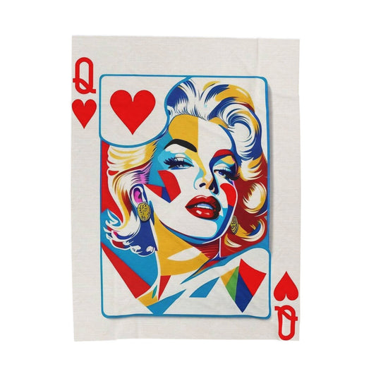 Queen of Hearts Pop Art Plush Blanket — Colorful Marilyn-Inspired Velveteen Throw