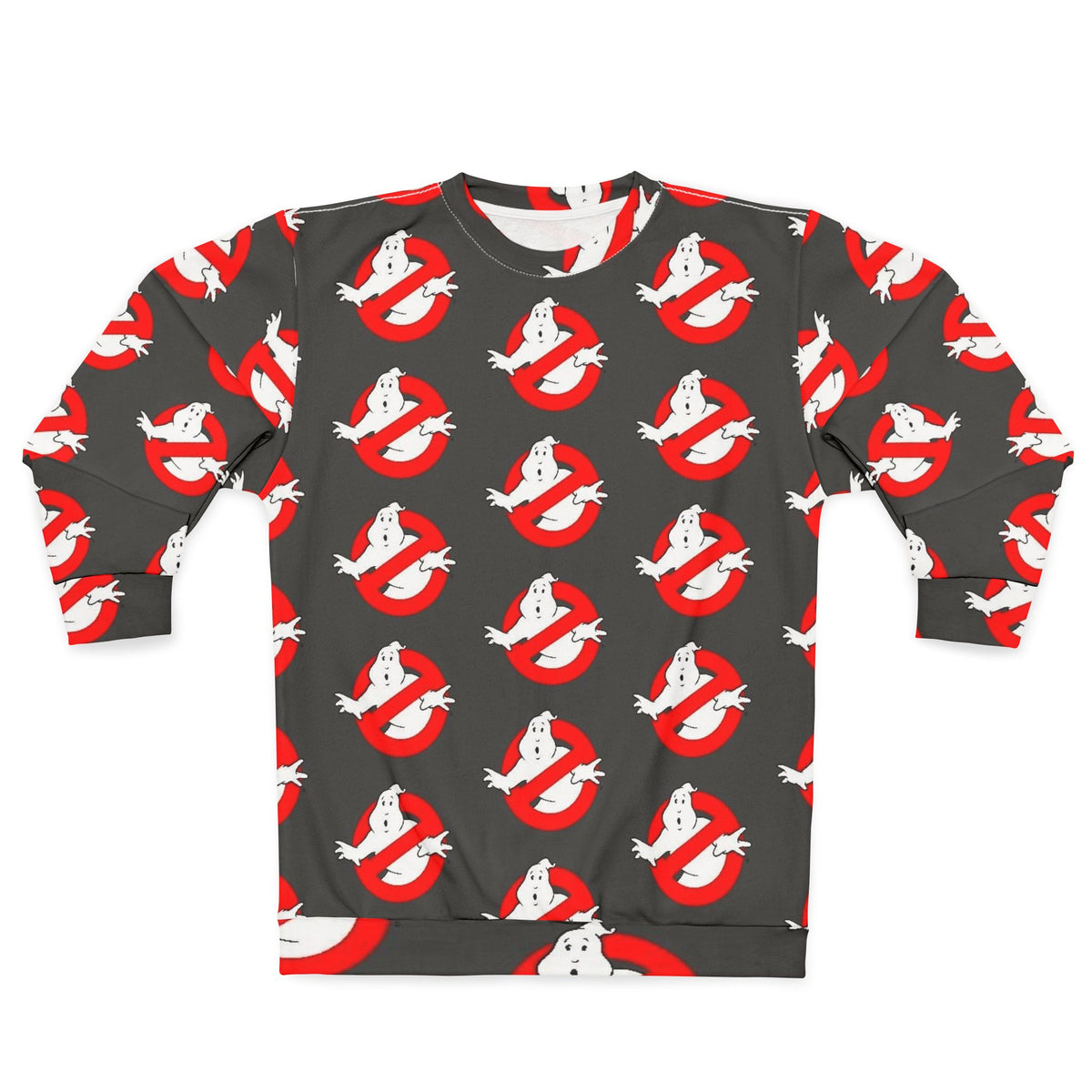 Ghostbuster Pattern Sweatshirt | Cozy Unisex Pullover, Halloween Costume, Gift for Geeks, Vintage Cartoon Apparel, Casual Wear