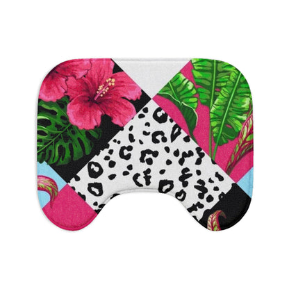 Tropical Jaguar Bath Mat Set — 3-Piece Floral Leopard Bathroom Rug