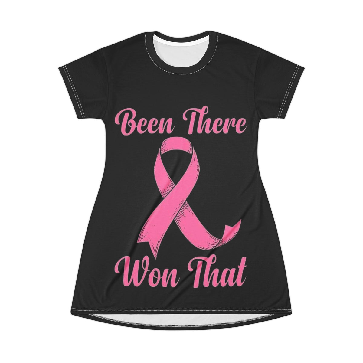 Breast Cancer Survivor T-Shirt Dress – "Been There Won That" Pink Ribbon