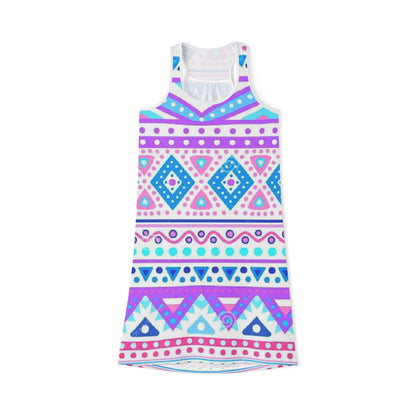 Vibrant Geometric Spring Tribal Print Women's Racerback Dress - Perfect for Summer Parties & Casual Outings