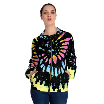 Vibrant Tie-Dye Women's Full-Zip Hoodie, Colorful Jacket, Cozy Gift, Perfect for Festivals, Casual Wear, Everyday Comfort