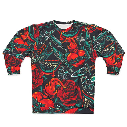 Red Rose & Heart Dagger Men's Sweatshirt