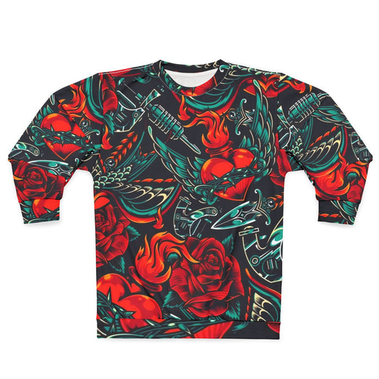 Red Rose & Heart Dagger Men's Sweatshirt